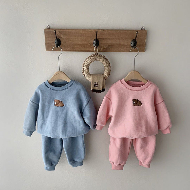 Baby Embroidered Bear Casual Sweater Set