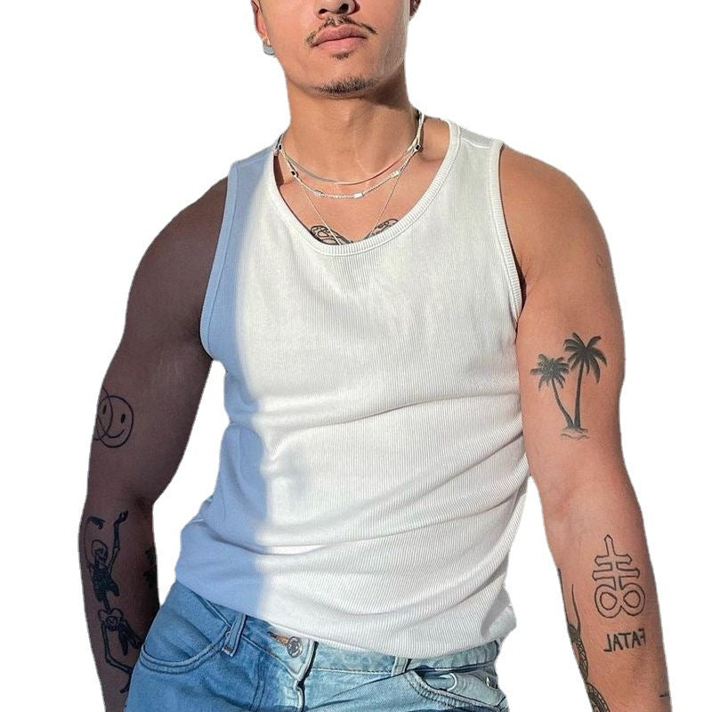 White Loose Vest Men
