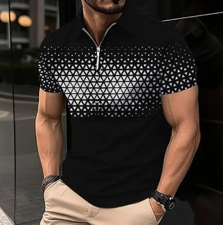Zipper Digital Printing Short-sleeved T-shirt
