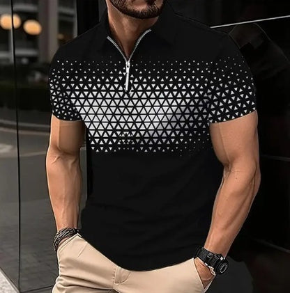 Zipper Digital Printing Short-sleeved T-shirt