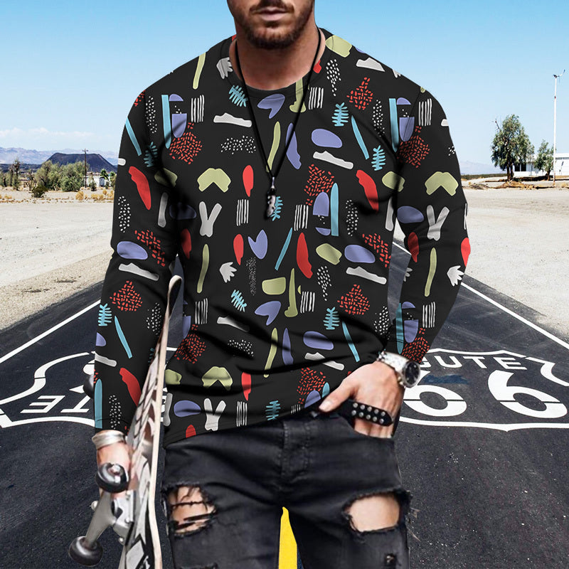 Digital Printed Men's Long Sleeved T Shirt