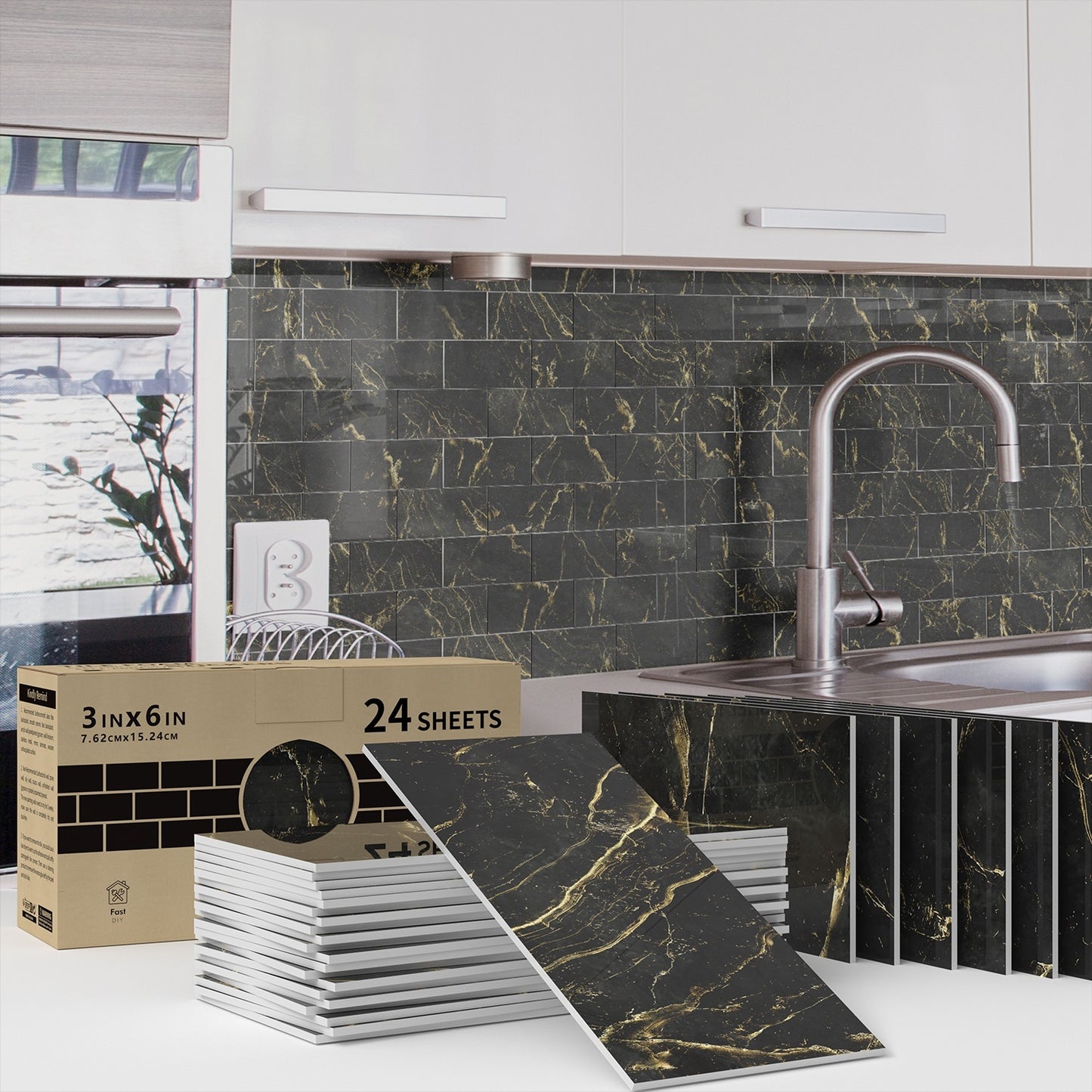 Household Marble Tile P.E.T Wall Sticker