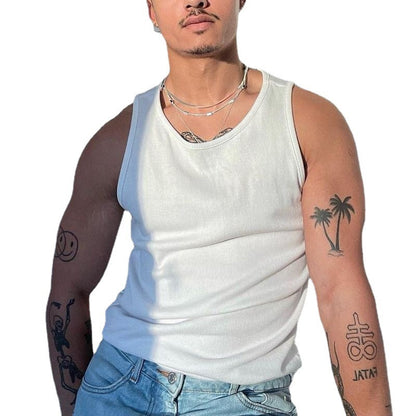 White Loose Vest Men