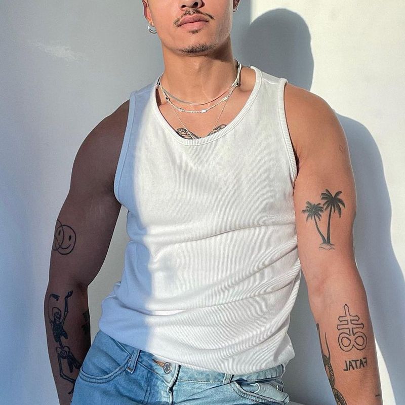 White Loose Vest Men