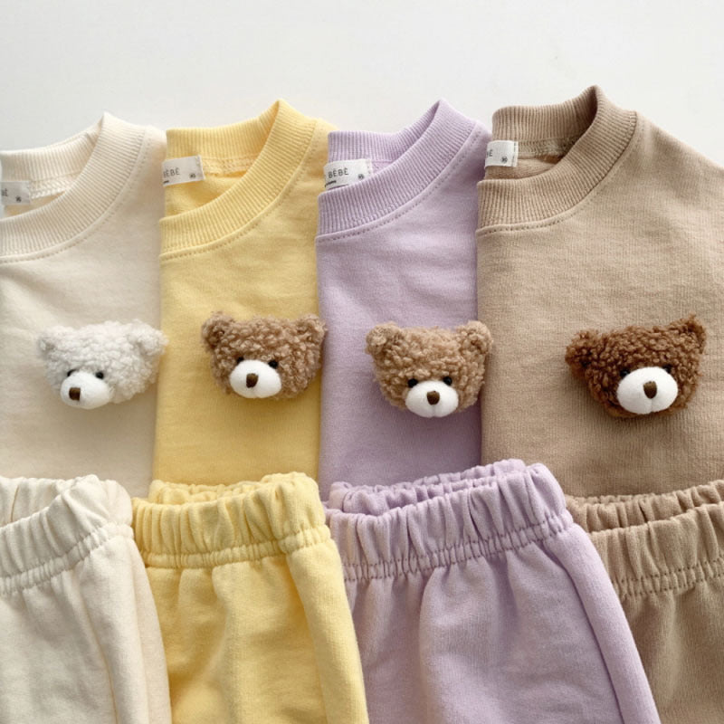 Casual Solid Color Round Neck Sweaters for Infants and Toddlers