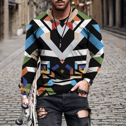 Digital Printed Men's Long Sleeved T Shirt