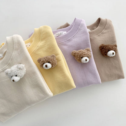 Casual Solid Color Round Neck Sweaters for Infants and Toddlers