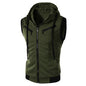 Summer New Men Hooded Sleeveless Vest Solid Color
