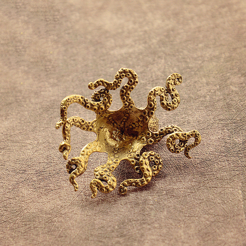 Brass Octopus Ornament Tea Pet Tabletop