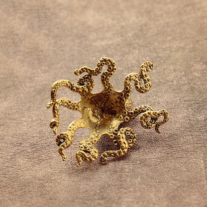 Brass Octopus Ornament Tea Pet Tabletop